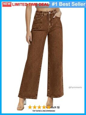 Wide Leg High Waisted Stretchy Straight Leg Jeans Loose Denim Pants
